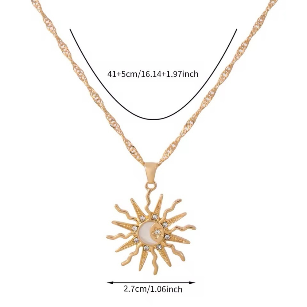 NEW! Gold Rhinestone Sun Moon Star Pendant Necklace B1-50 - Picture 4 of 4